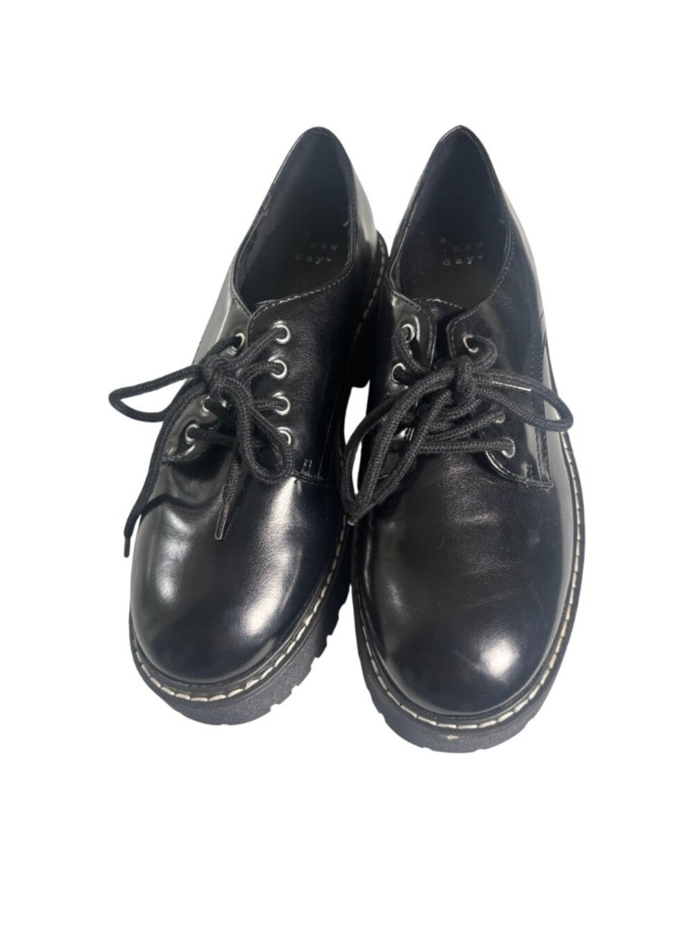 A New Day Black Platform Oxfords Chunky Lug Sole Loafers Dress Shoes 7.5 - Picture 12 of 13